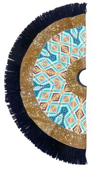 Showman Cowhide Leather Christmas Tree Skirt - Acid Wash&#47;Aztec Inlay #2